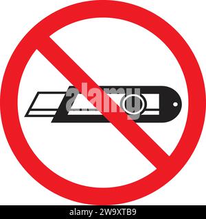 No Cutter icon | No Cutter knife Silhouette | cut razor not allowed Stock Vector