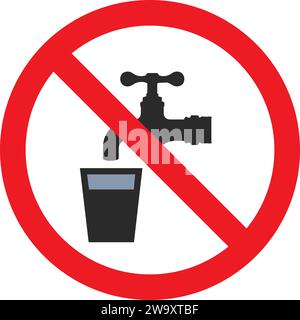 No Drinking water sign vector | prohibition sign | Do not drink water sign Stock Vector