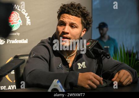 Michigan running back Blake Corum stands on the field before the team's ...