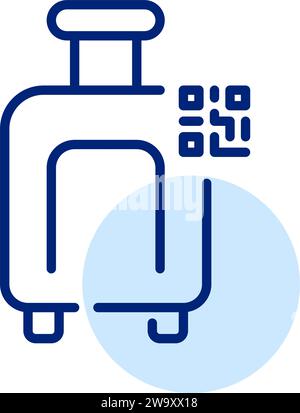Luggage and qr code. Automated baggage tracking. Pixel perfect icon Stock Vector