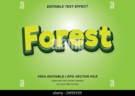 Forest text style effect, 3d editable vector design Stock Vector