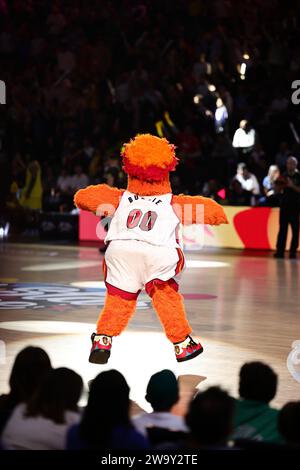Paris, France. 30th Dec, 2023. Mascot NBA Miami Heat during the All-Star Game LNB 2023, Basketball match between Team France and Team World on December 30, 2023 at Accor Arena in Paris, France - Photo Loic Wacziak/DPPI Credit: DPPI Media/Alamy Live News Stock Photo