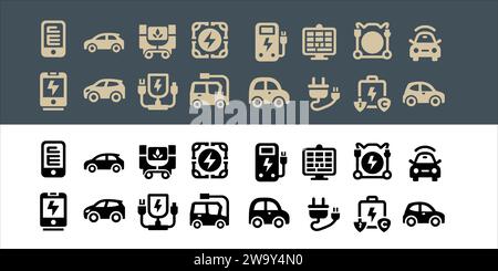 vector Electric vehicle. car icon set with charger station and battery Stock Vector