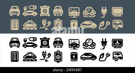 vector Electric vehicle. car icon set with charger station and battery Stock Vector