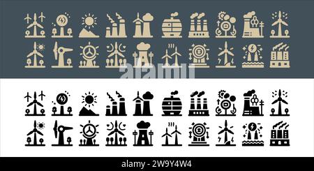 Windmill vector renewable energy, alternative sources energy and eco friendly set icons with transparent background Stock Vector