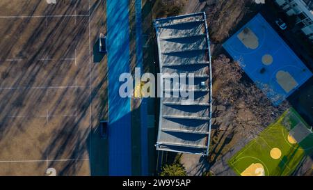 SAN DONATO MILANESE. Drone view of the stadium. ASD Studentesca San Donato. Atletica Leggera, Rugby San Donato 1981 ASD. Parco Enrico Mattei Stock Photo