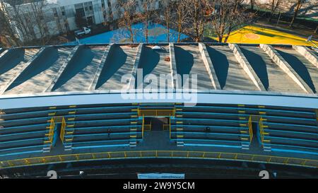 SAN DONATO MILANESE. Drone view of the stadium. ASD Studentesca San Donato. Atletica Leggera, Rugby San Donato 1981 ASD. Parco Enrico Mattei Stock Photo