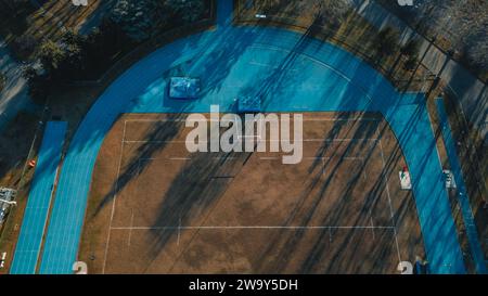 SAN DONATO MILANESE. Drone view of the stadium. ASD Studentesca San Donato. Atletica Leggera, Rugby San Donato 1981 ASD. Parco Enrico Mattei Stock Photo