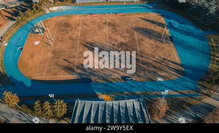 SAN DONATO MILANESE. Drone view of the stadium. ASD Studentesca San Donato. Atletica Leggera, Rugby San Donato 1981 ASD. Parco Enrico Mattei Stock Photo