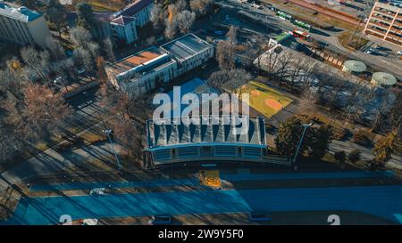 SAN DONATO MILANESE. Drone view of the stadium. ASD Studentesca San Donato. Atletica Leggera, Rugby San Donato 1981 ASD. Parco Enrico Mattei Stock Photo