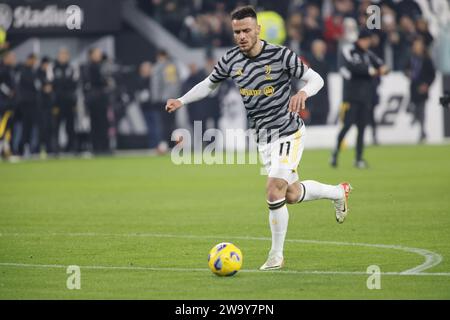 Filip Kostic of Juventus seen in action during the match between Juventus Fc and  As Roma as part of Italian Serie A, football match at Allianz Stadium. Final score; Juventus Fc 1 - 0 As Roma Stock Photo