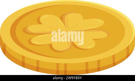 Gold clover with four leaves. Irish symbol of luck and St Patrick day ...