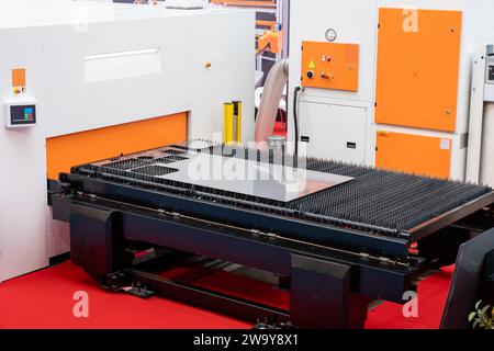 Automatic machine for cutting metal. Smart factory. Stock Photo