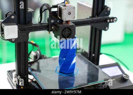 A 3d printer in the laboratory prints a structure from a polymer. Stock Photo