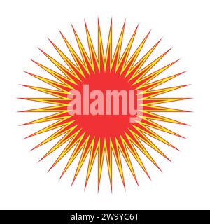 A red and yellow star explosion as a store reduction or promotion background over a white background Stock Vector