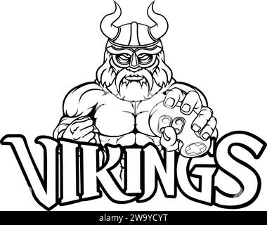 Viking Gamer Gladiator Warrior Controller Mascot Stock Vector