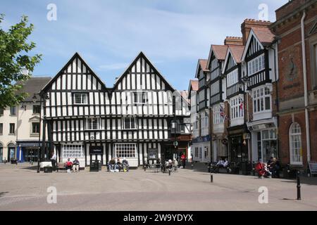 The town centre in Evesham in Worcestershire in the UK Stock Photo