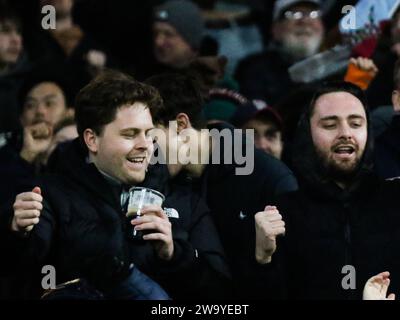 London, UK. 30th Dec, 2023. London, England, December 30 2023: Fans of Harlequins during the Gallagher Premiership Rugby (Big Game 15) game between Harlequins and Gloucester at Twickenham Stadium in London, England. (Jay Patel/SPP) Credit: SPP Sport Press Photo. /Alamy Live News Stock Photo