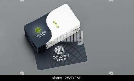 Business card back and front with generic info. 3D illustration. Stock Photo