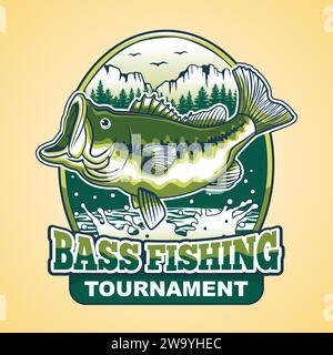 Bass Fishing Tournament Logo Design Stock Vector