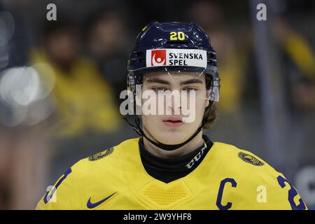 Sweden's Liam Öhgren during the IIHF World Junior Championship group A ice hockey match between Sweden and Finland at Scandinavium in Gothenburg, Swed Stock Photo