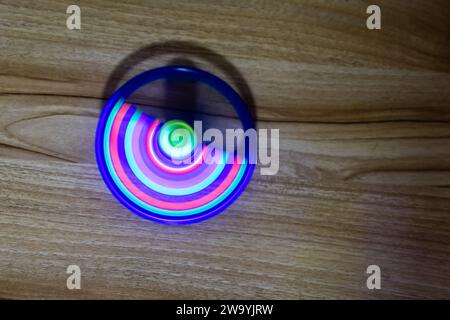 illusion maker of colorful light with blurred motion Stock Photo