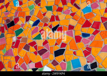 Multicolored mosaic tiles on a wall Stock Photo