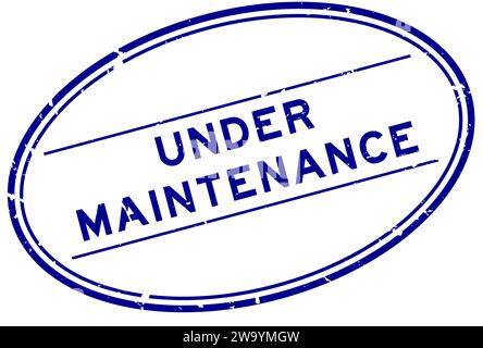 Grunge blue under maintenance word oval rubber seal stamp on white background Stock Vector