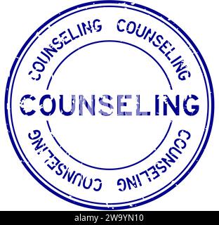 Grunge blue counseling word round rubber seal stamp on white background Stock Vector