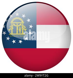 State of Georgia flag button. The State of Georgia circle flag button isolated on white background Stock Vector