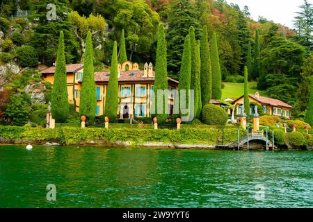 Lake Como,Italy : September 3,2022- Beautiful view of Luxury Villa La Cassinella on Lake Como Stock Photo