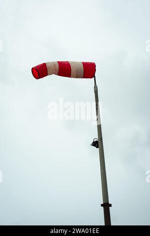 Meteorological instrument for measuring windspeed, known as a windsock. Stock Photo