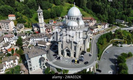 drone photo Sanctuary Madonna del Sangue Re Italy europe Stock Photo