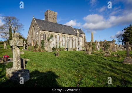 St Andrews Church and cemetery in Narberth, Pembrokeshire, Wales, UK on 28 November 2012 Stock Photo