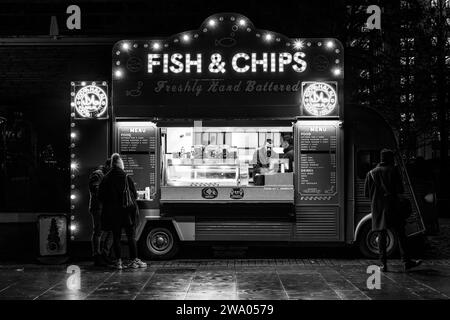 A Mobile Fish and Chip Van On The Southbank, London, Uk Stock Photo