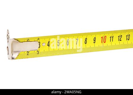 Carpenters Metal Tape Measure Isolated on a White Background. Stock Photo