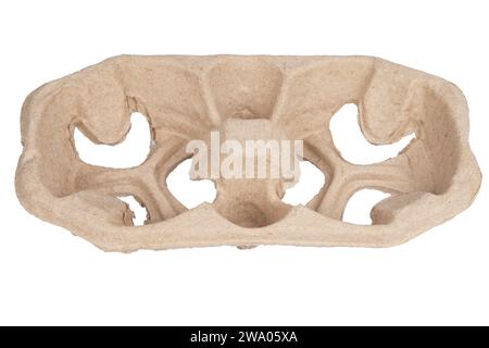 Container for fast food and drinks isolated on white. Recyclable materials. Cardboard, recycled. Cardboard takeaway coffee cup holder cut out on white Stock Photo