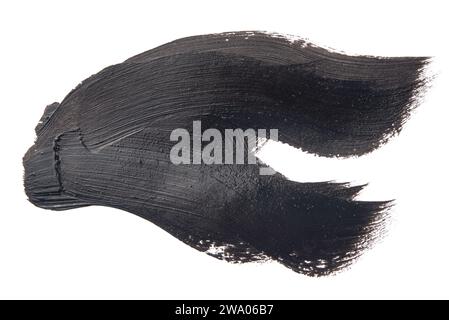 hand drawn textured black oil tick brush stroke, isolated on white background. Stock Photo