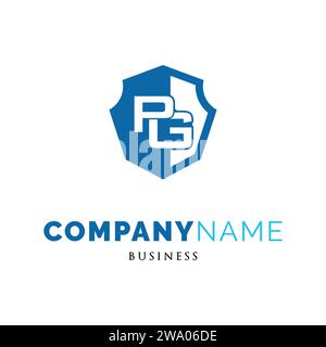 Initial Letter PG Shield Icon Logo Design Template Stock Vector