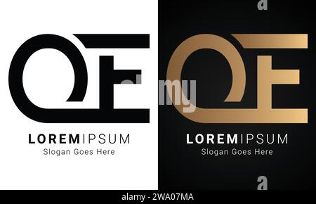 Luxury Initial EQ or QE Monogram Text Letter Logo Design Stock Vector