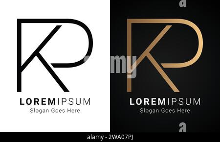 Luxury Initial KP or PK Monogram Text Letter Logo Design Stock Vector