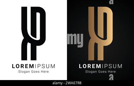 Luxury Initial KP or PK Monogram Text Letter Logo Design Stock Vector
