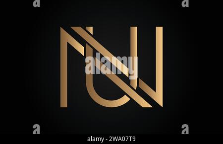 Luxury Initial NU or UN Monogram Text Letter Logo Design Stock Vector
