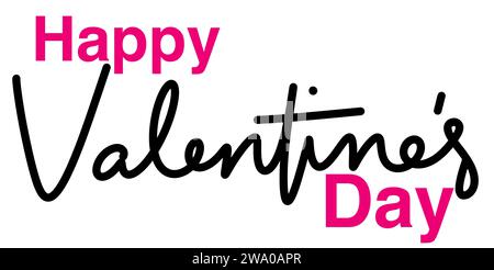 Happy Valentine's Day greeting in pink and black isolated on white background Stock Photo