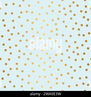 Celebration Confetti, Seamless pattern, golden dots on light blue background Stock Vector