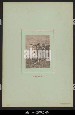 Three young women read a letter, Anonymous, 1892 - 1900 photomechanical print This print is part of an album. Amsterdam paper collotype adolescent, young woman, maiden. letter, envelope Stock Photo