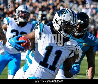 Carolina Panthers wide receiver Ihmir Smith-Marsette (11) runs into the ...