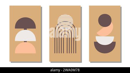 Geometric abstract forms and shape modern style. Design banner poster for interior decoration. Set. Minimalist vector illustration. Stock Vector