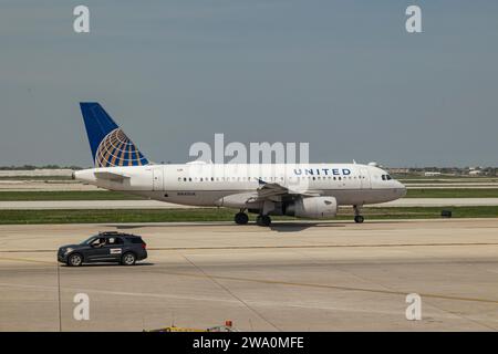 Chicago, United States. 13th May, 2023. United Airlines Airbus A319 airplane seen taxiing at Chicago O'Hare International Airport in the United States of America. The aircraft has tail number N840UA. (Photo by Nik Oiko/SOPA Images/Sipa USA) Credit: Sipa USA/Alamy Live News Stock Photo