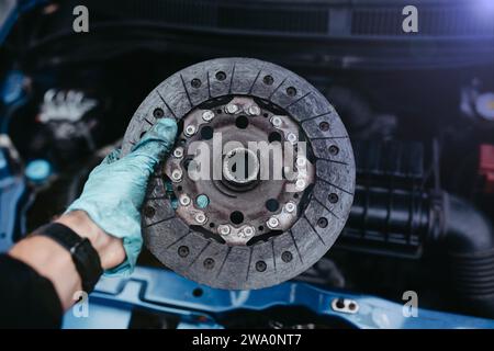 Car transmission clutch kit. disc and clutch basket Stock Photo